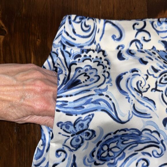 Talbots Satin Wide Leg Pants Painted Paisley Size P - Picture 7 of 11